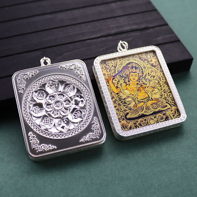 Gold Vajra Hand Painted Golden Outline Eight Patron Saints Pendants