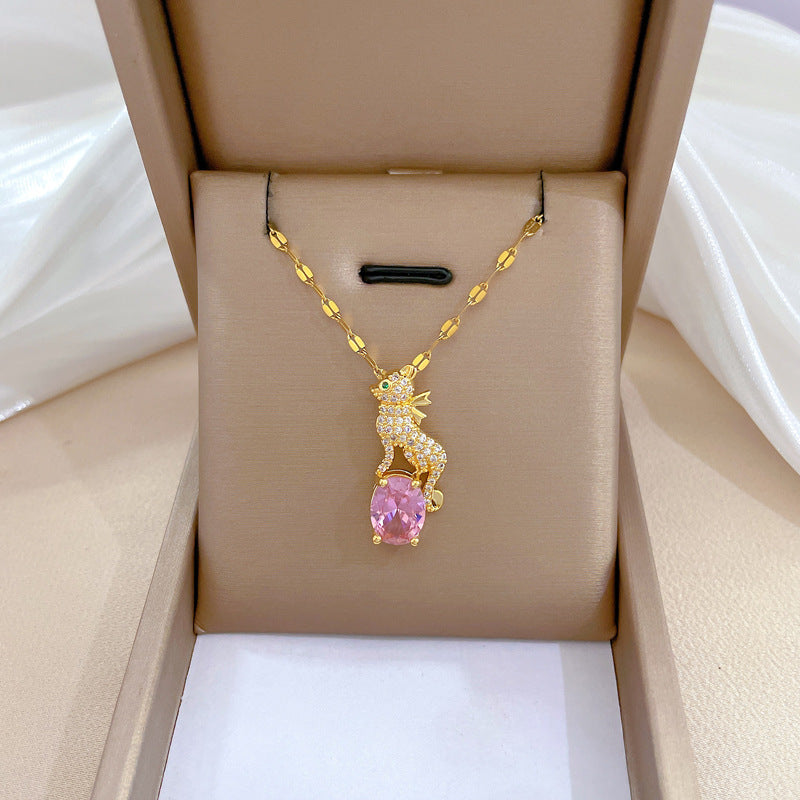 Steel Light Luxury Full Diamond Design Temperament Necklaces