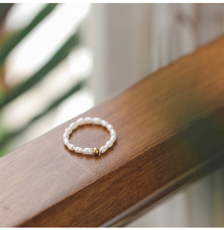 Natural Grain Of Rice Freshwater Pearl Rings