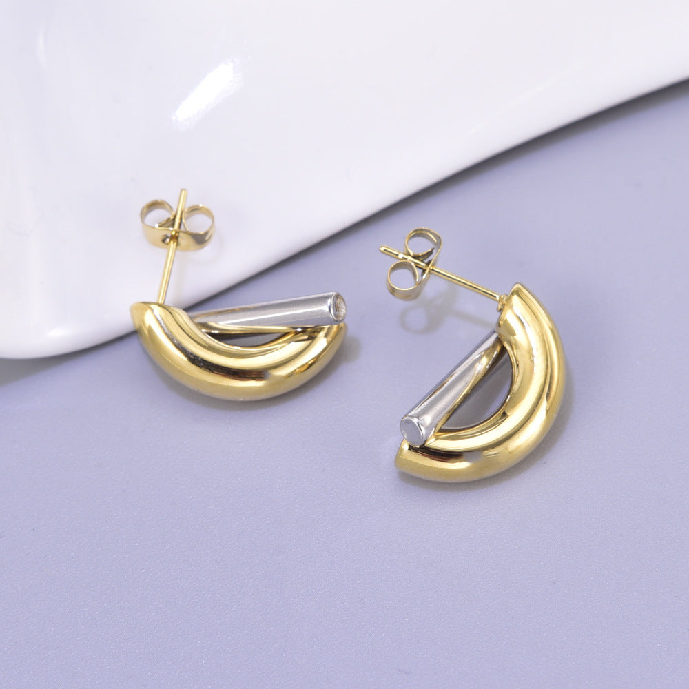 Gold-plated Texture Cross Twist Ear Clip Gold Earrings
