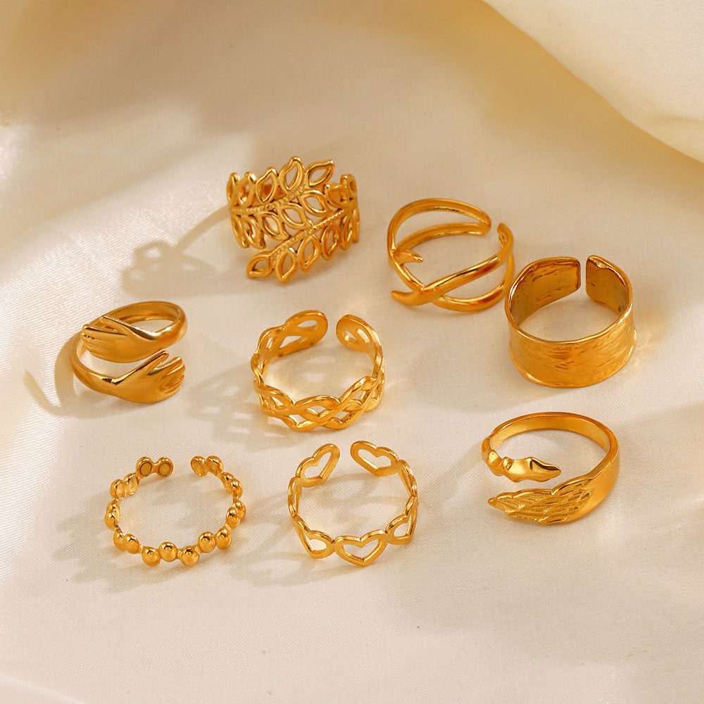 Pattern Heart-shaped Open Female Personality Wide Face Rings