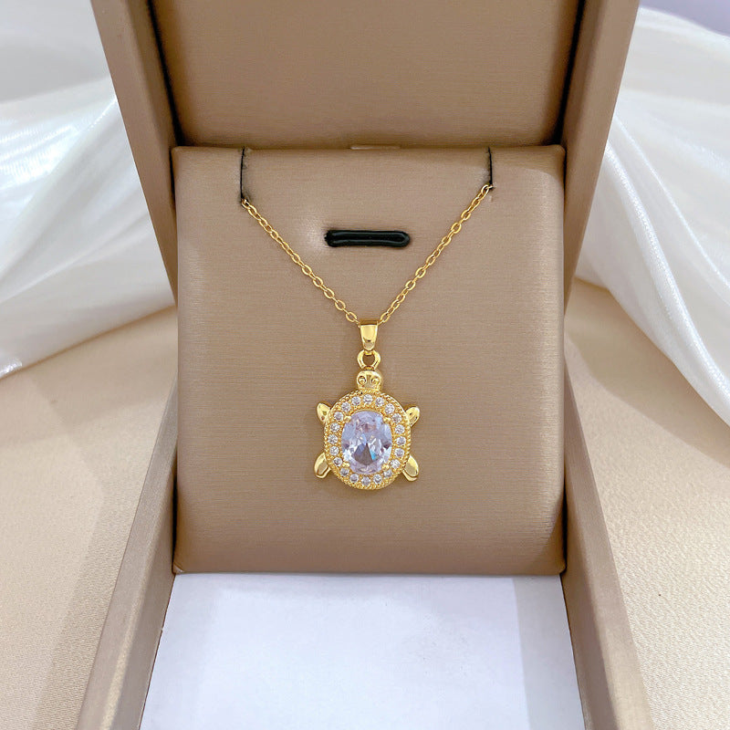 Steel Light Luxury Full Diamond Design Temperament Necklaces