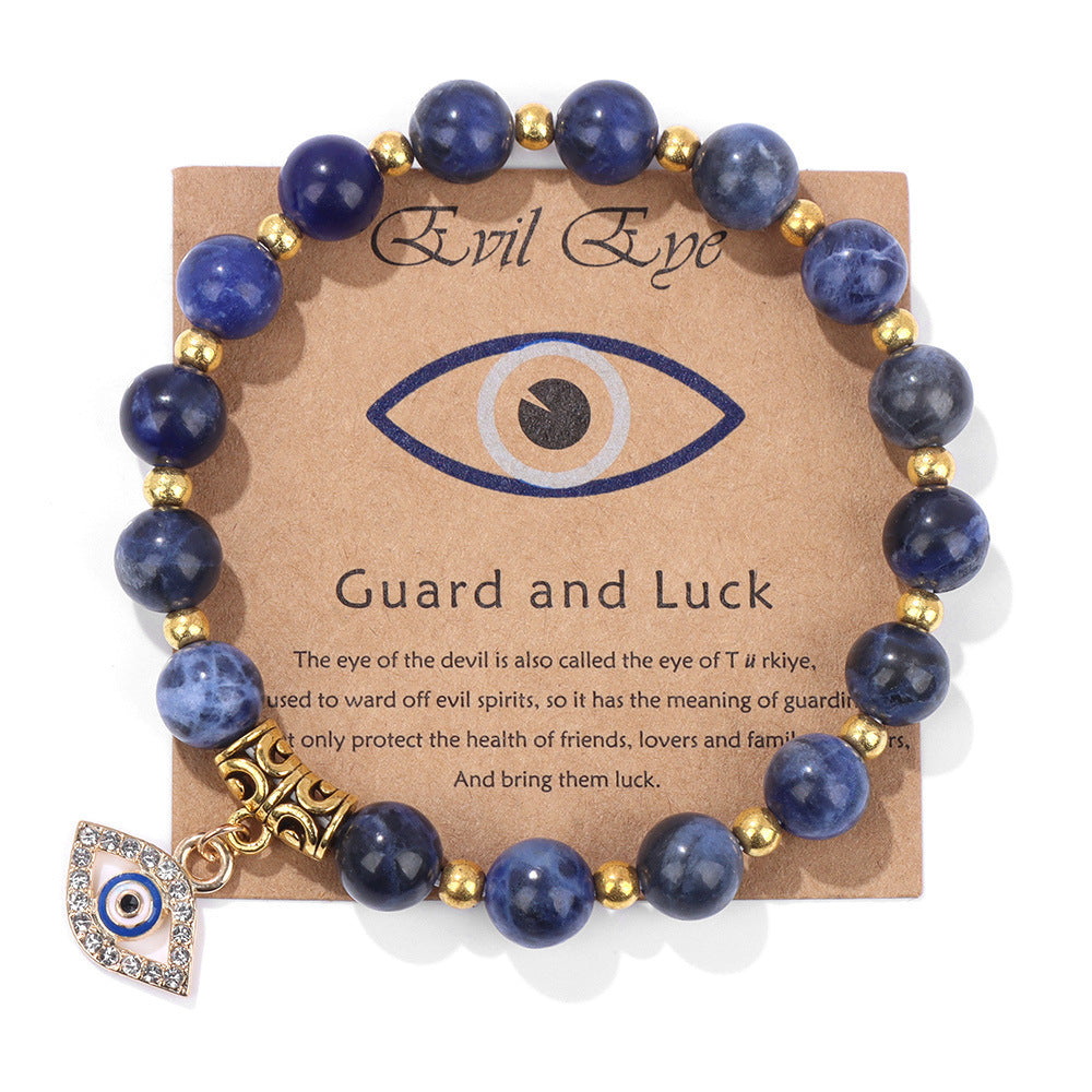 Women's Diamond Eye Elbow Gold Spacer Beads Bracelets