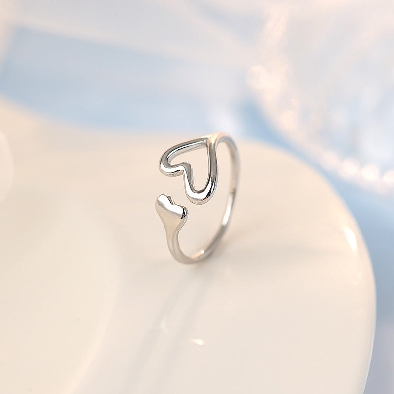 Women's Hollow Love Heart-shaped Simple Design Fashion Rings