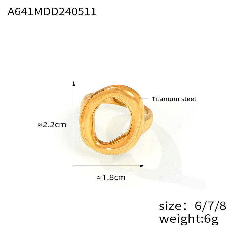 Titanium Steel Gold Plated Geometric Hollow Rings