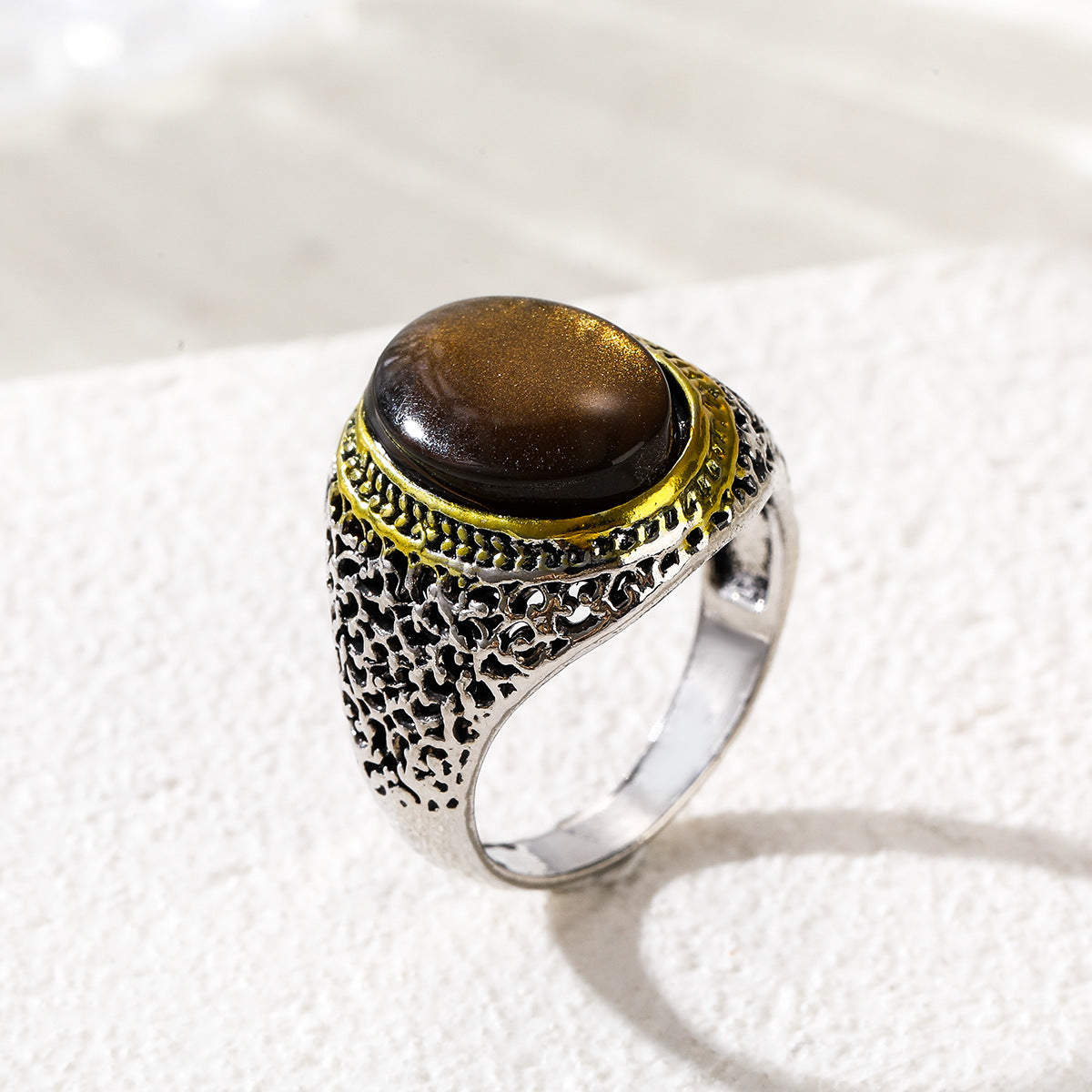 Women's & Men's Retro Personality Oval Tigereye Simple Fashion Rings