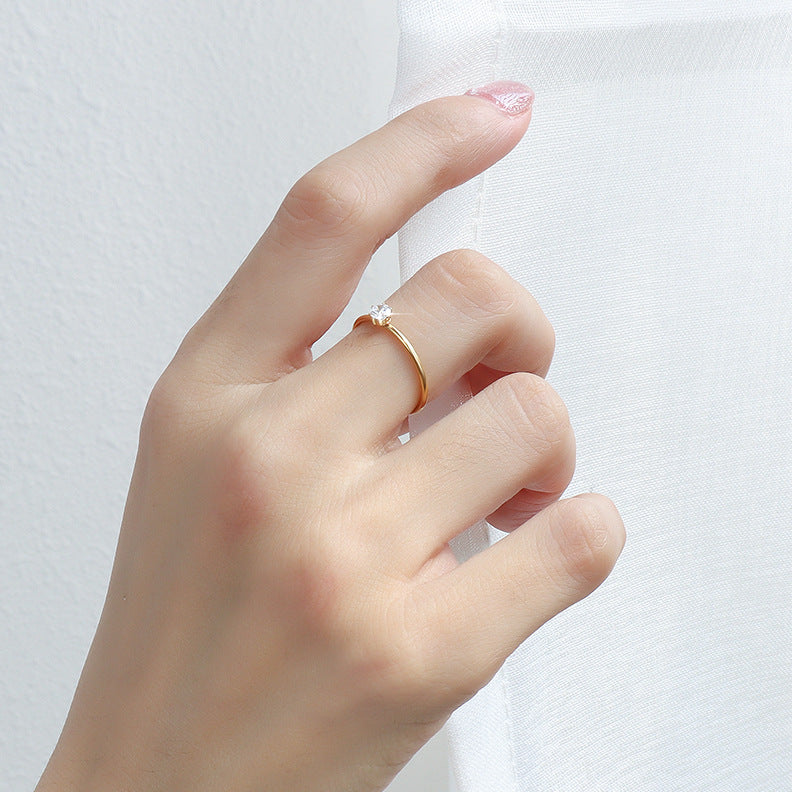 Diamond Little Finger Stainless Steel Titanium Rings