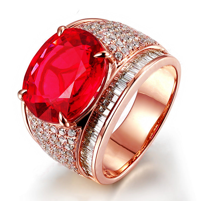 Adjustable Imitation Ruby Zircon Full Diamond Rings