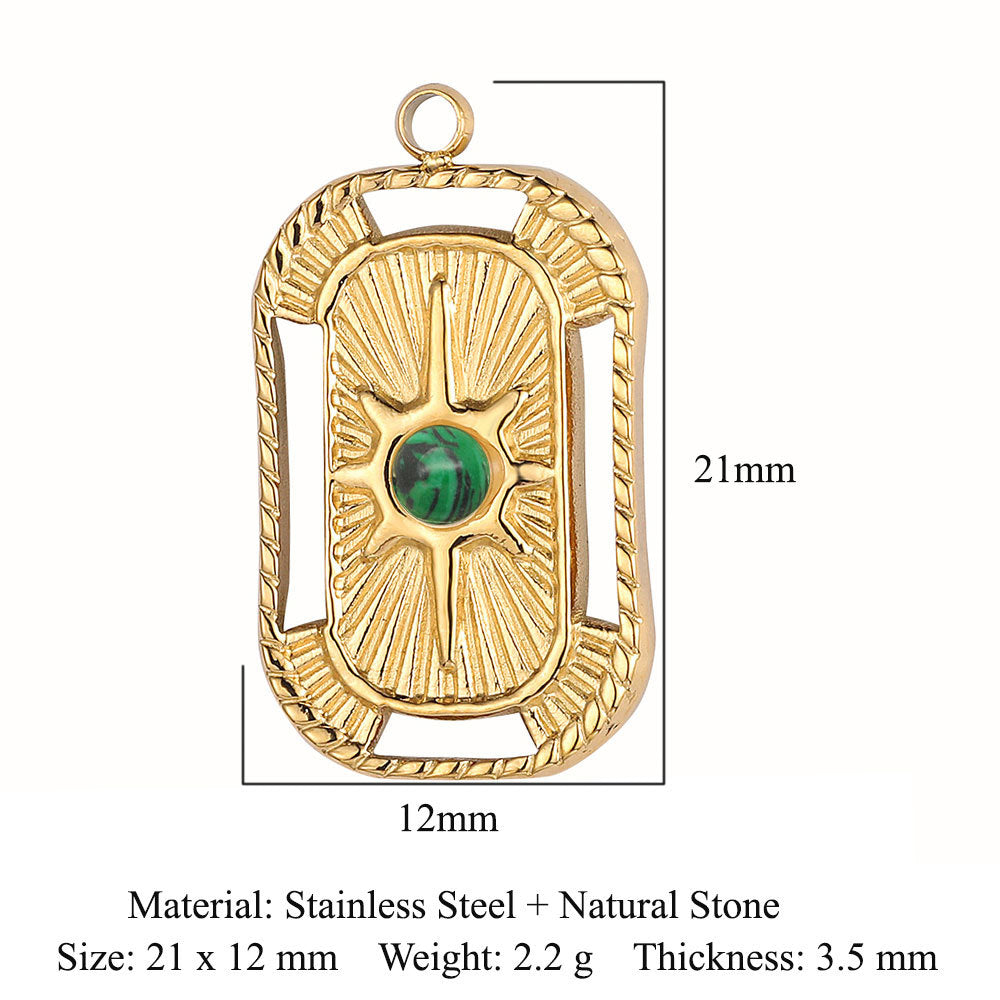 Bohemian Natural Stone Titanium Steel Jewelry Pendants
