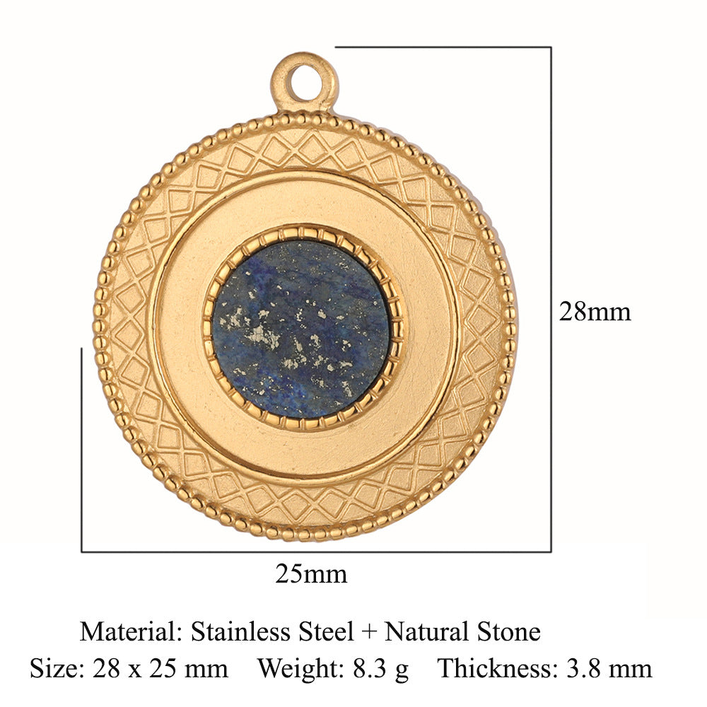 Bohemian Natural Stone Titanium Steel Jewelry Pendants