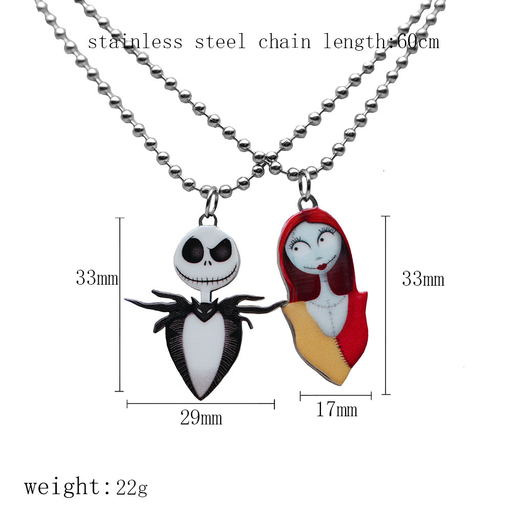 Girlfriends Pair Clavicle Chain Stainless Steel Pendants