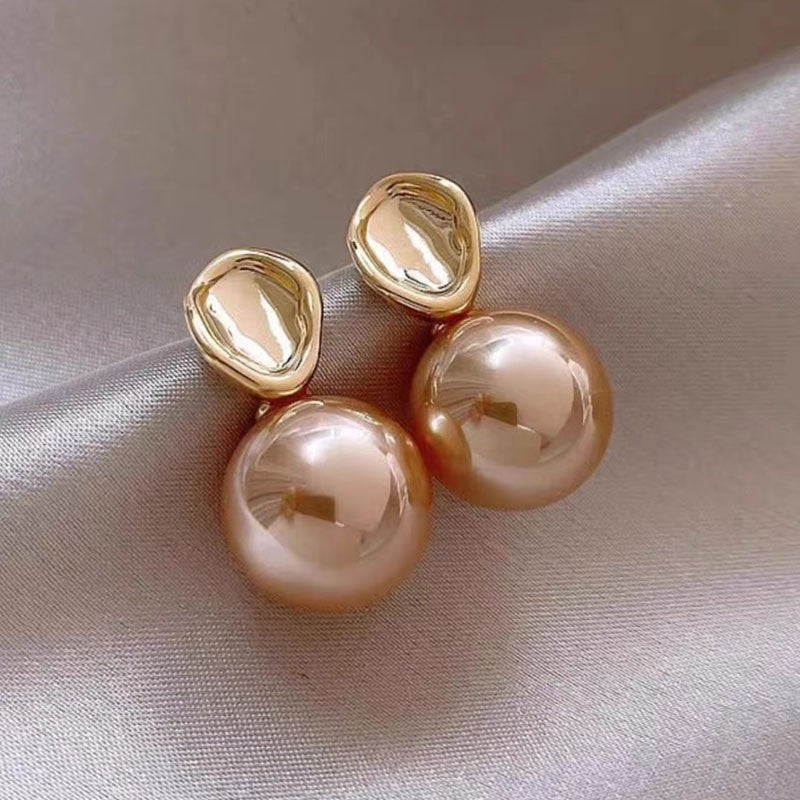 Women's Gold Plated French Entry Lux Pearl Fashion Dignified Earrings