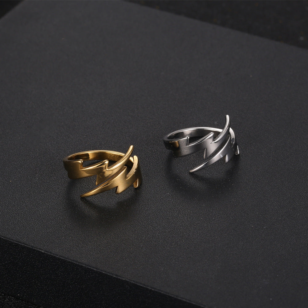 Stainless Steel Lightning Titanium Glossy Simple Rings