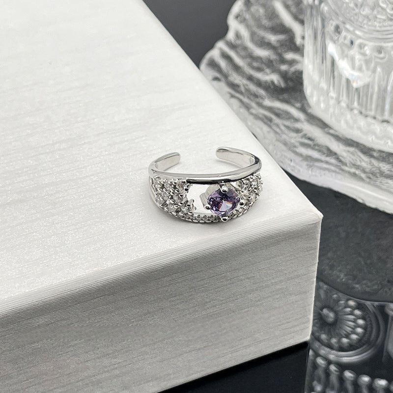 High-grade Brushed Butterfly Horse Eye Purple Rings