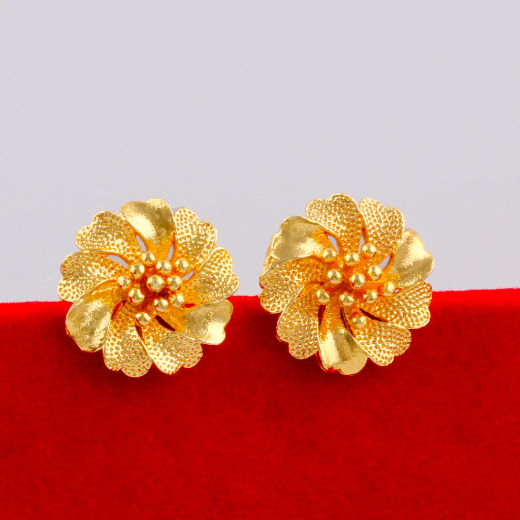 Women's Vietnam Placer Gold Simple Flower Simulation Rings