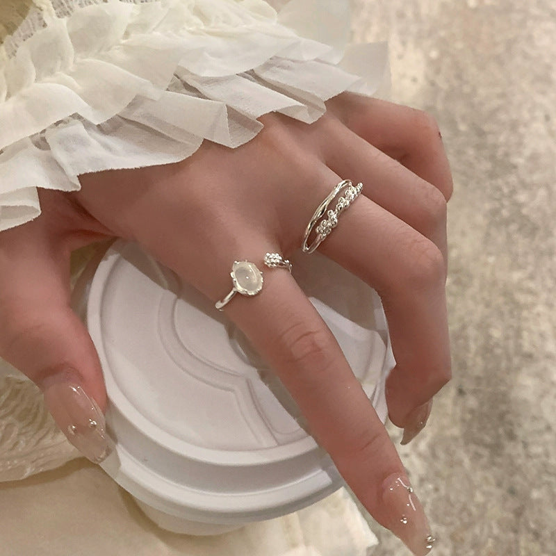 Exquisite Moonstone Simple Female Light Luxury Rings