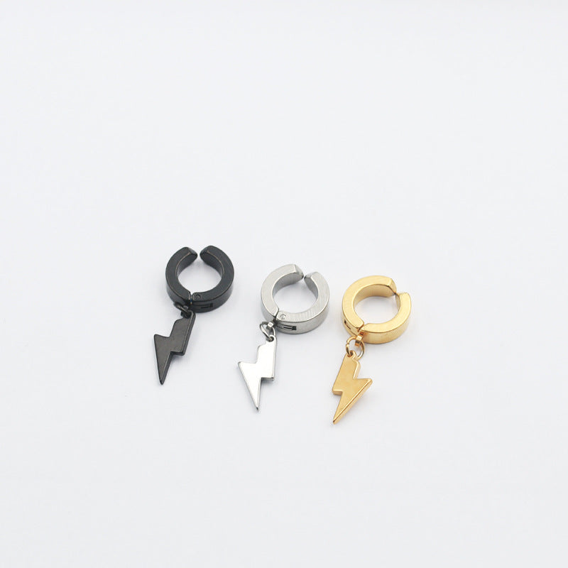 Stainless Steel Titanium Ear Clip Lightning Earrings