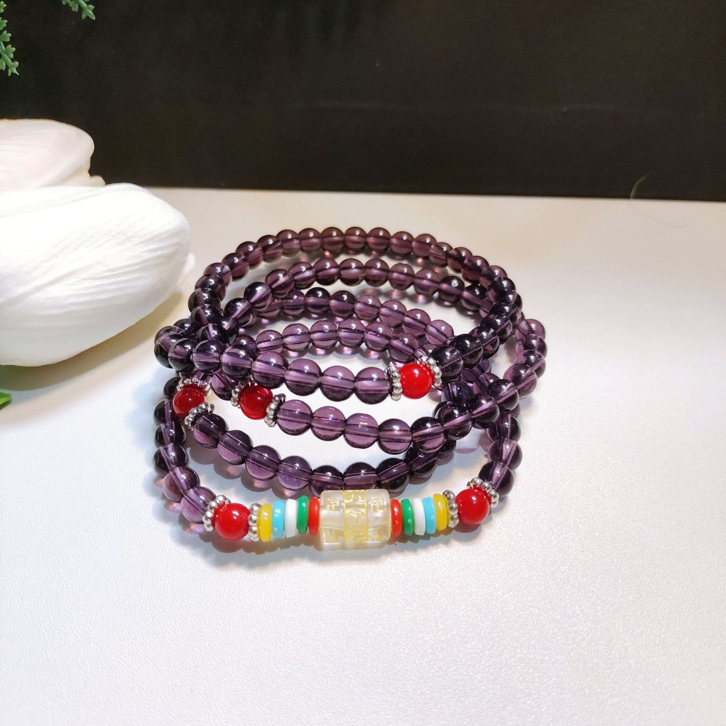 Beads Safe Imitation Garnet Agate White Bracelets