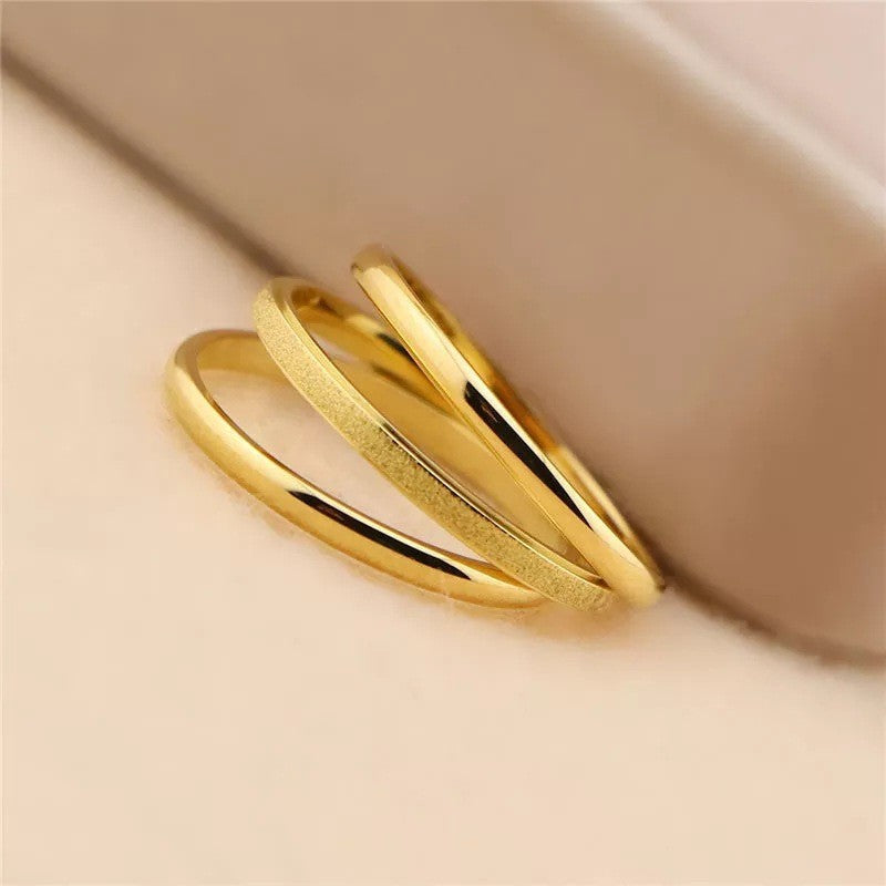 Fashion Titanium Steel Rose Gold Three-piece Rings