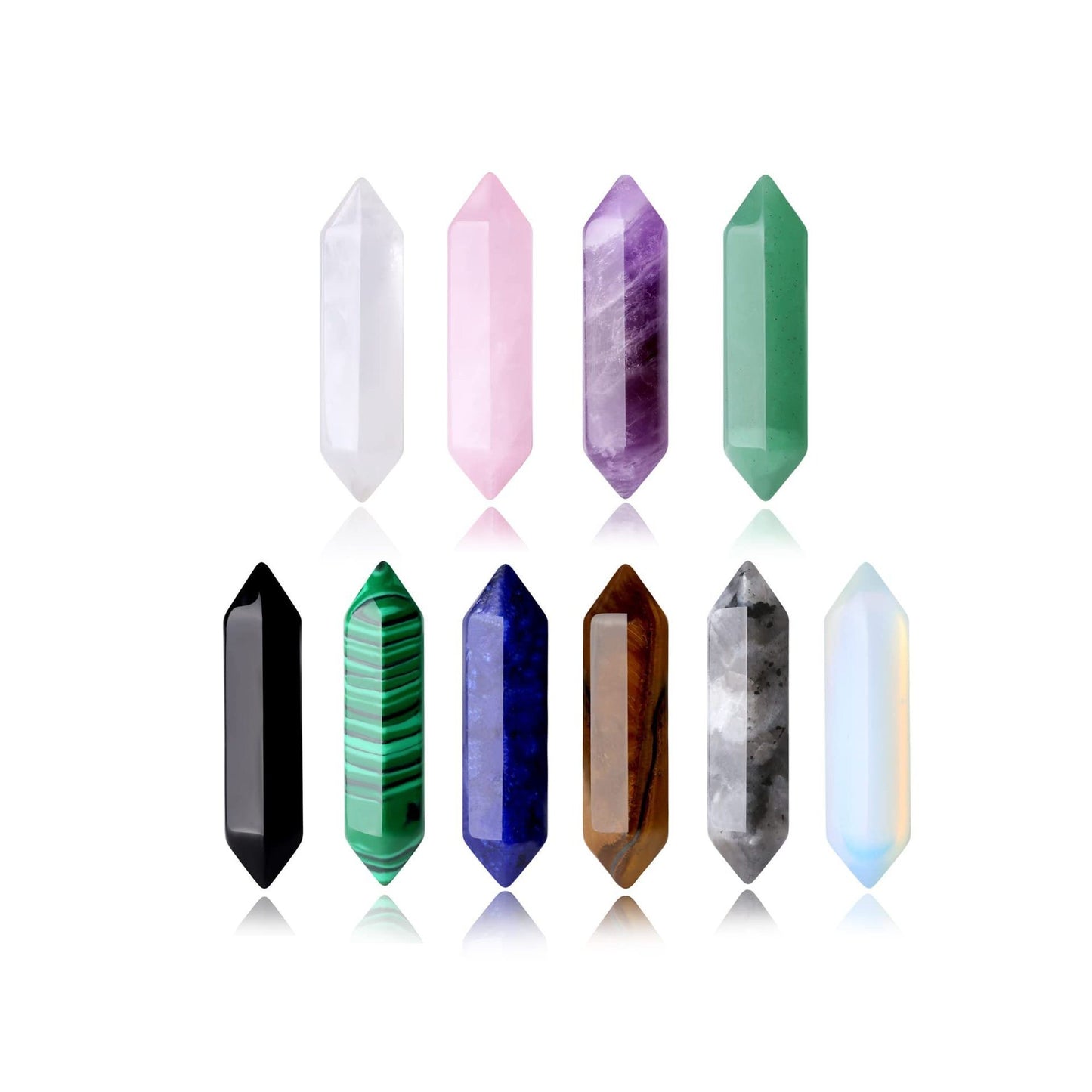 Stone Crystal Bullet Double Pointed Hexagon Prism Pendants