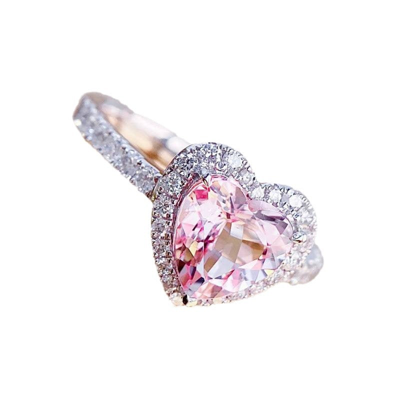 Women's Pink Diamond Fashion Alloy Inlaid Loving Rings