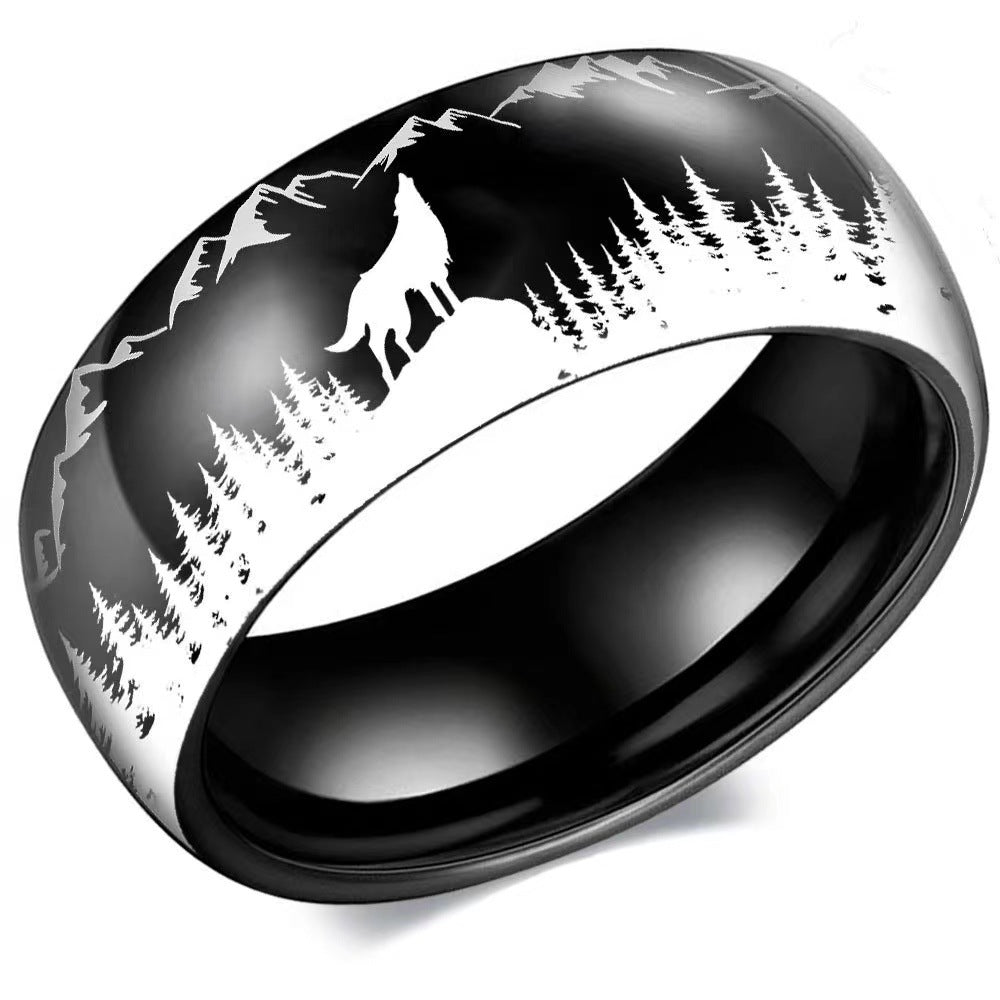 Men's Forest Wolf Titanium Steel Stainless Rings