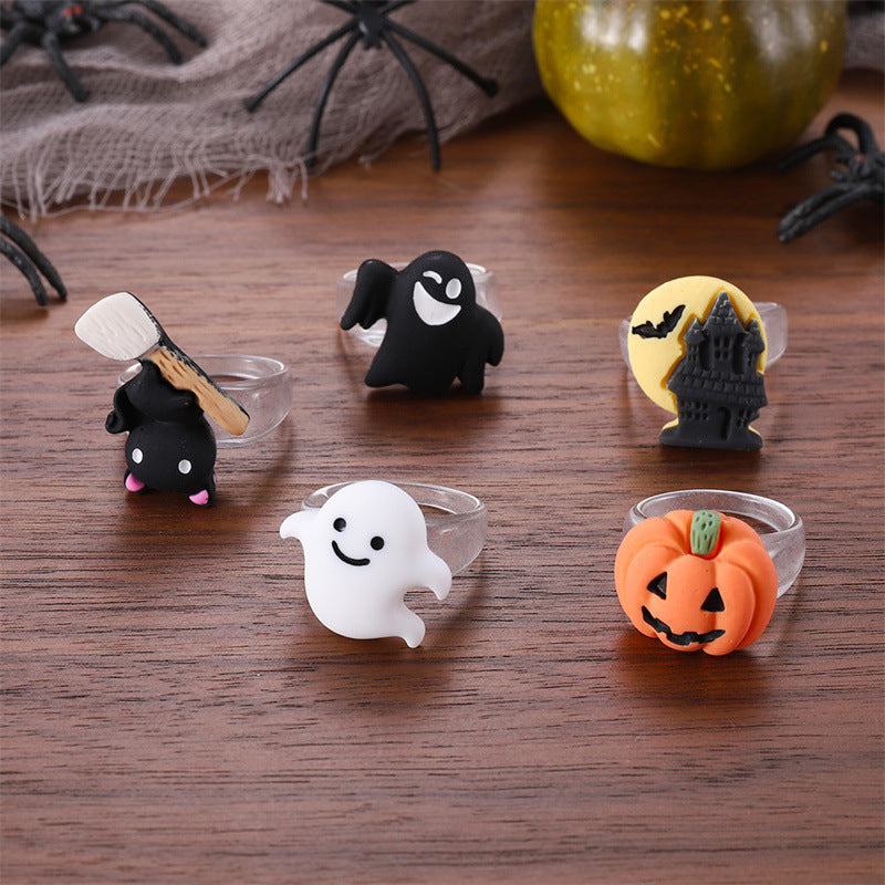 Creative Halloween Series Resin Cartoon Pumpkin Rings