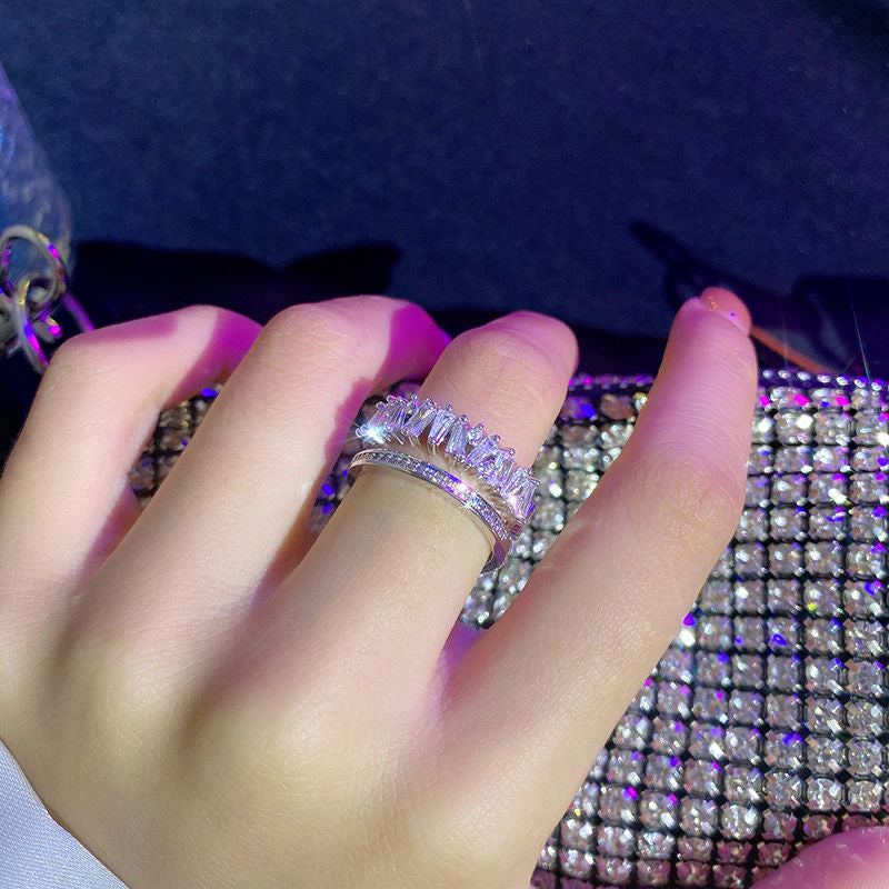 Super Shiny Light Luxury Full Zirconium Open Rings