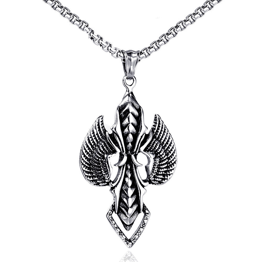 Men's Vintage Cross Ghost Head Titanium Fashion Necklaces
