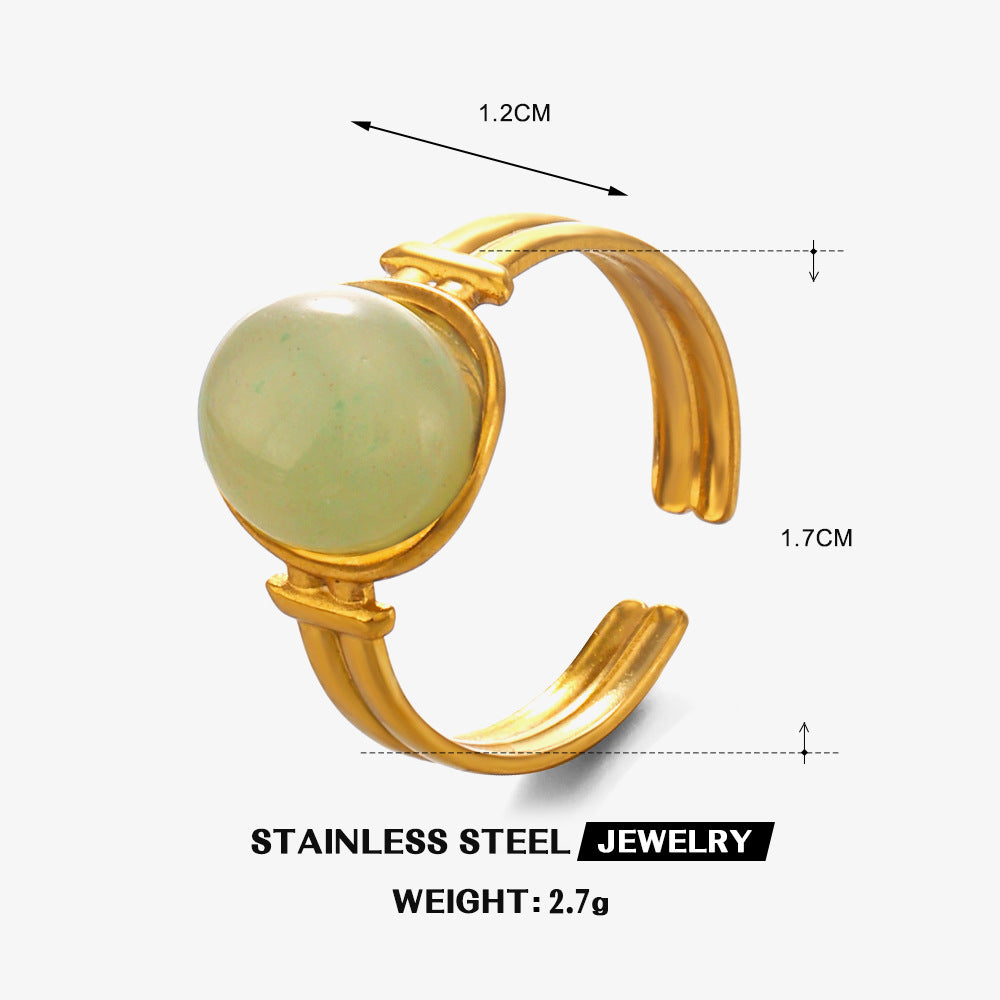 Steel Geometric Ellipse Natural Female French Rings