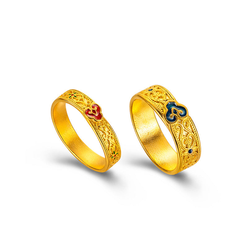 Women's & Men's Gold Vintage Ethnic Style Enamel National Rings