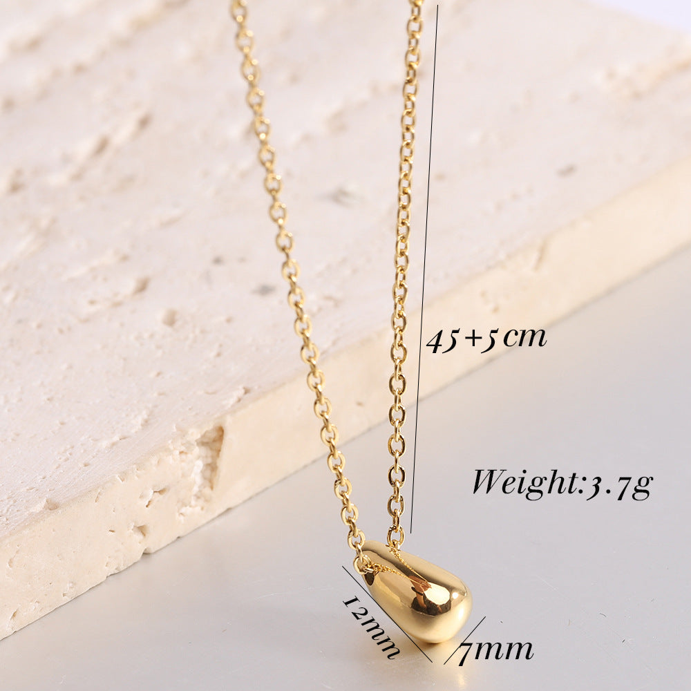 Women's Stainless Steel Teardrop Glossy Thick Dome Necklaces