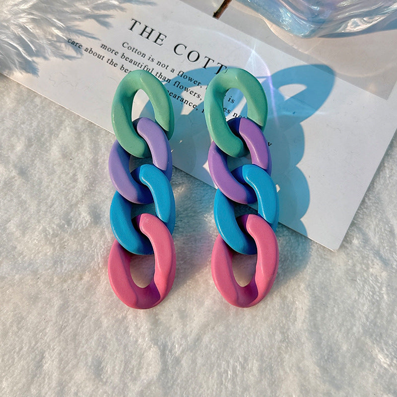 Fashion Design Candy Color Chain Female Dopamine Rings