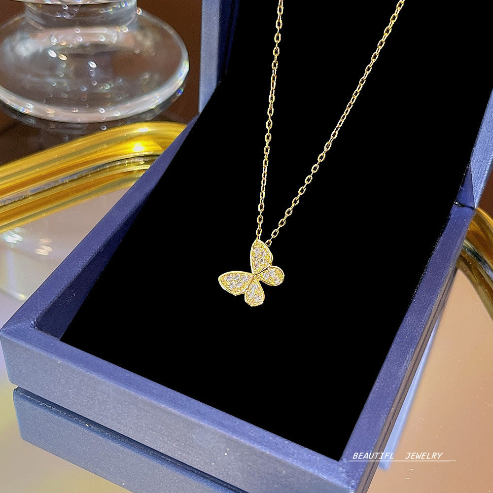 Women's Bow Zircon Clavicle Chain Titanium Steel Necklaces