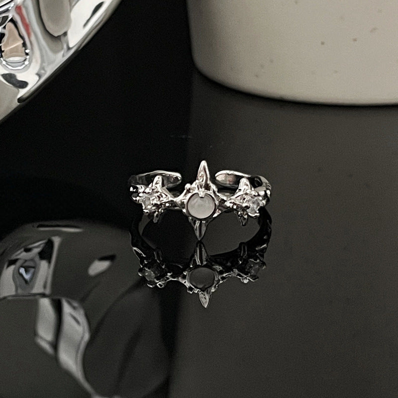 Asterism Simple Opal Stylish Opening Female Niche Design Light Rings