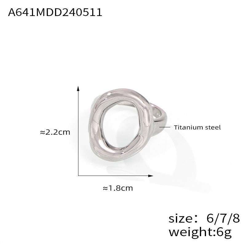 Titanium Steel Gold Plated Geometric Hollow Rings