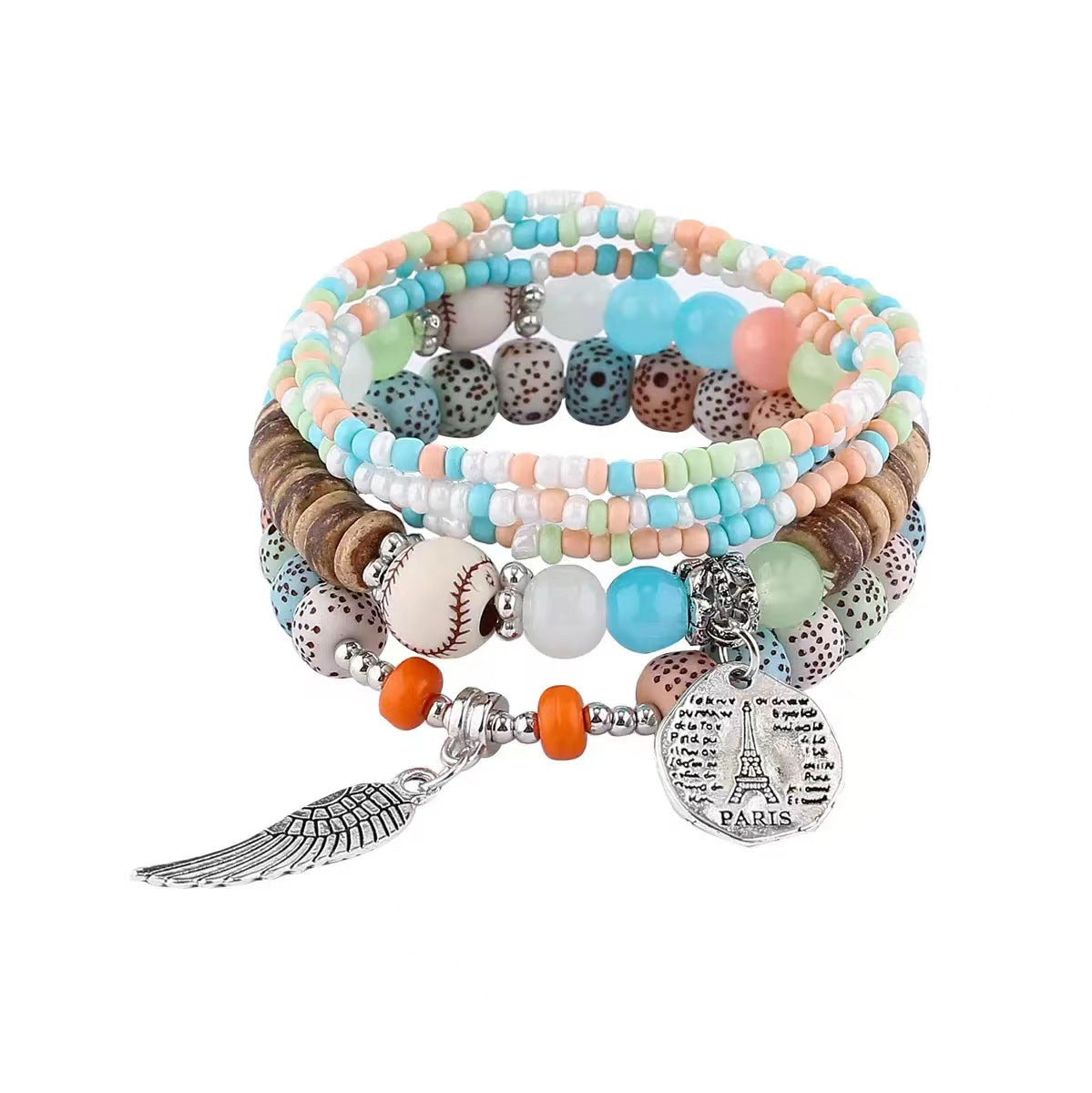 Bohemian Beads Wings Tower Elastic String Ethnic Bracelets