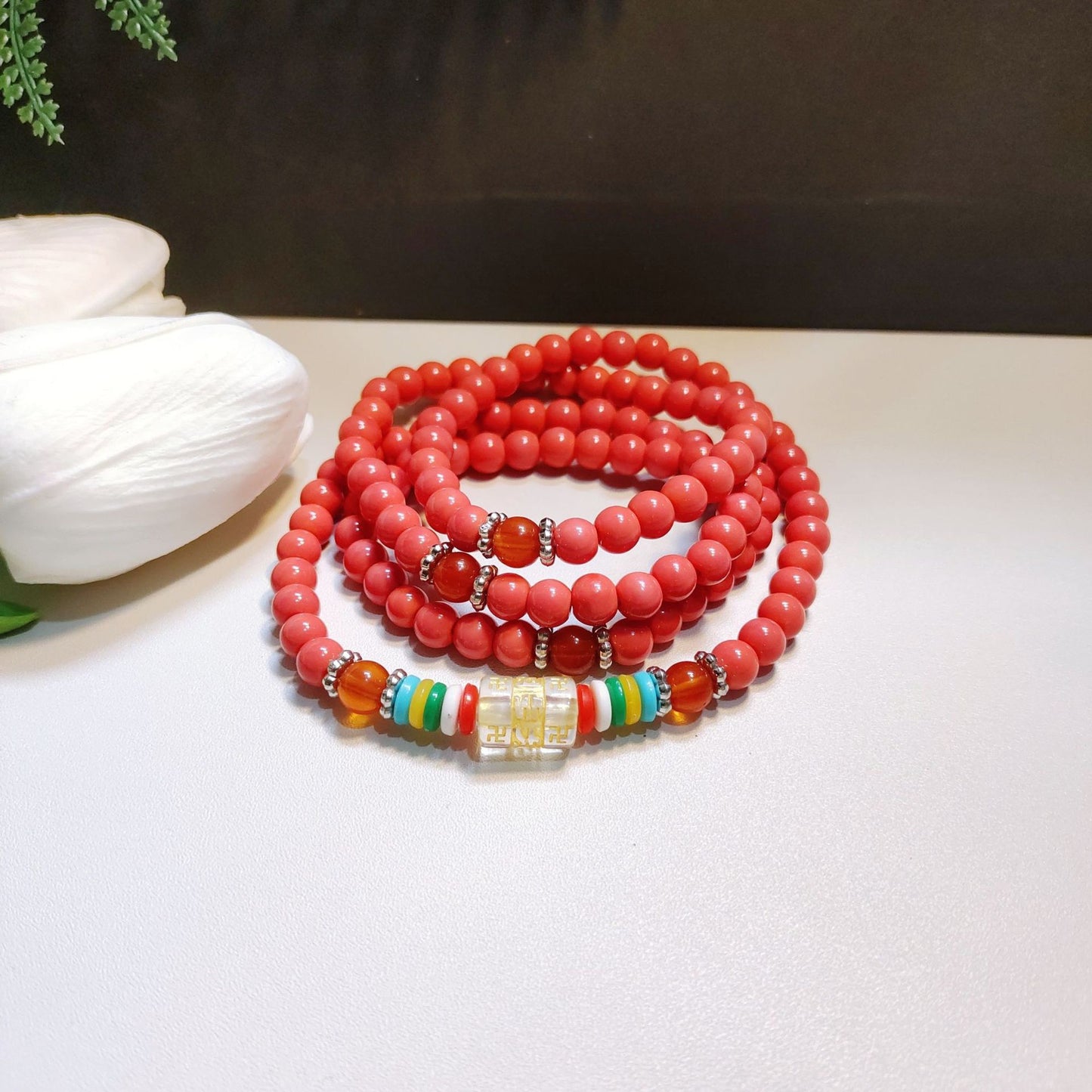 Beads Safe Imitation Garnet Agate White Bracelets