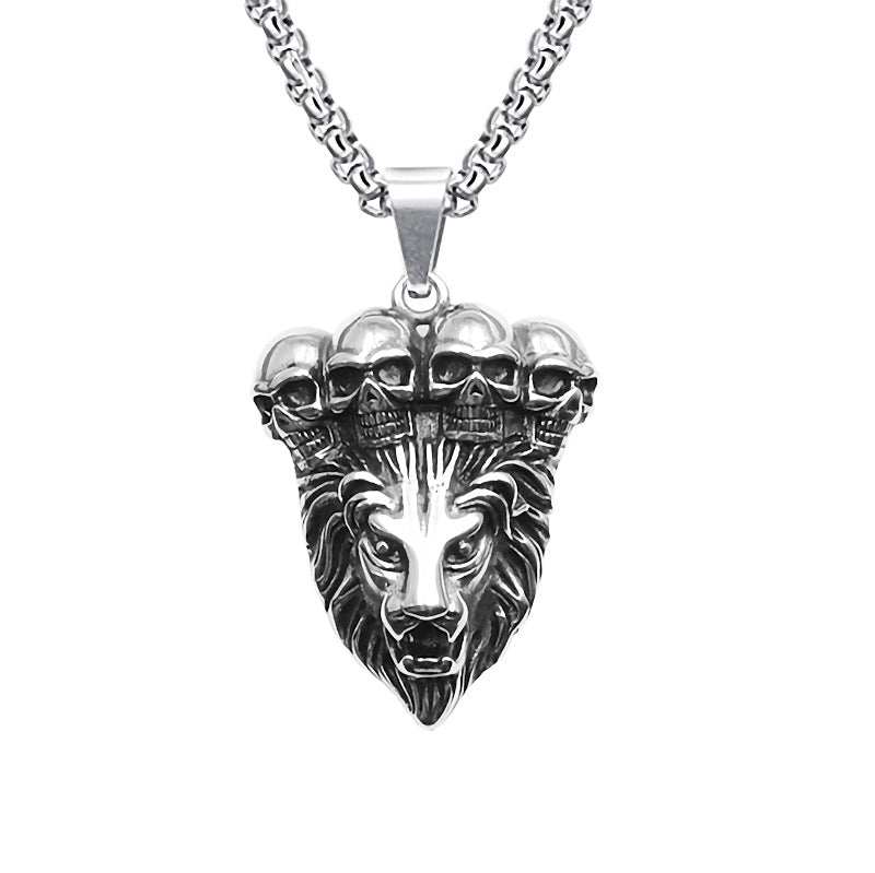 Men's Vintage Cross Ghost Head Titanium Fashion Necklaces
