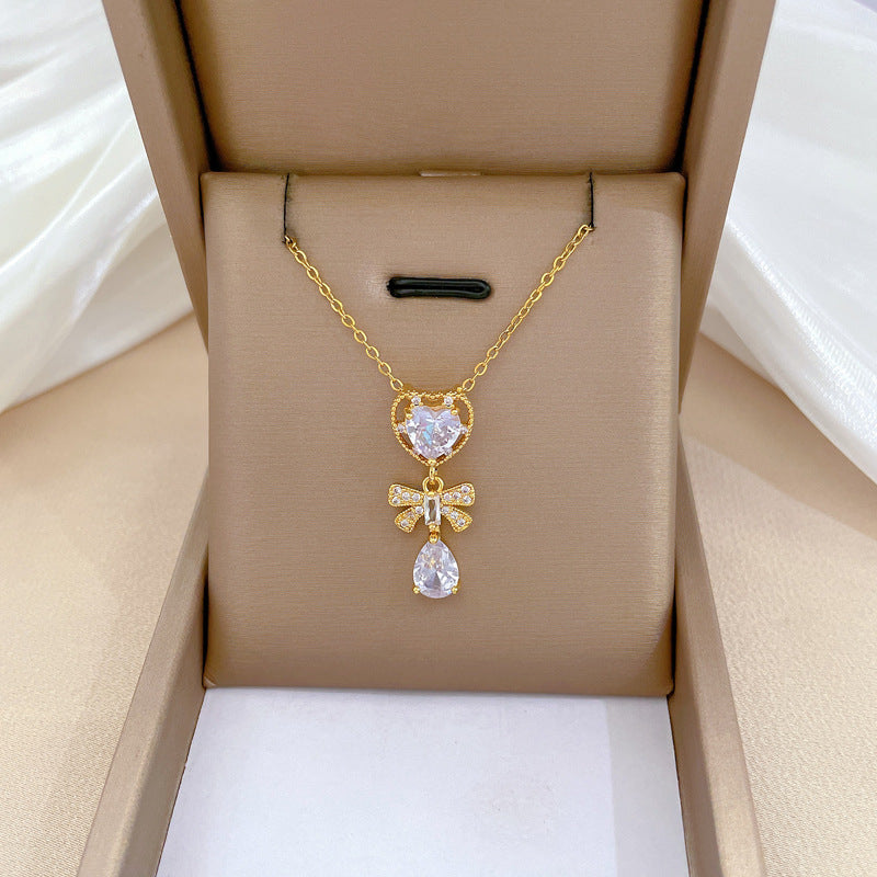 Steel Light Luxury Full Diamond Design Temperament Necklaces