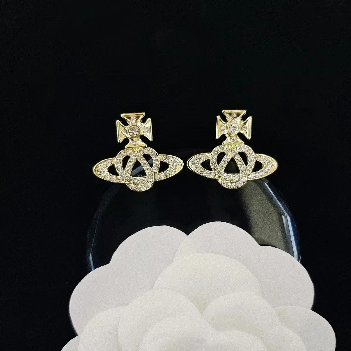 Women's & Men's Quality Collection Trending Rhinestone Letters Sier Earrings