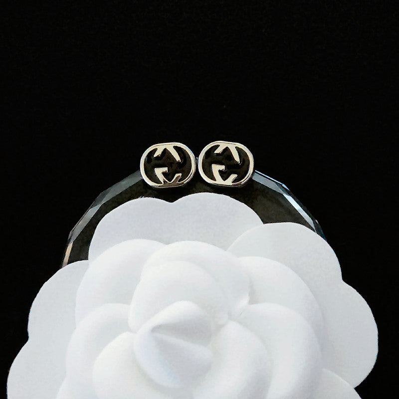 Women's & Men's Quality Collection Trending Rhinestone Letters Sier Earrings