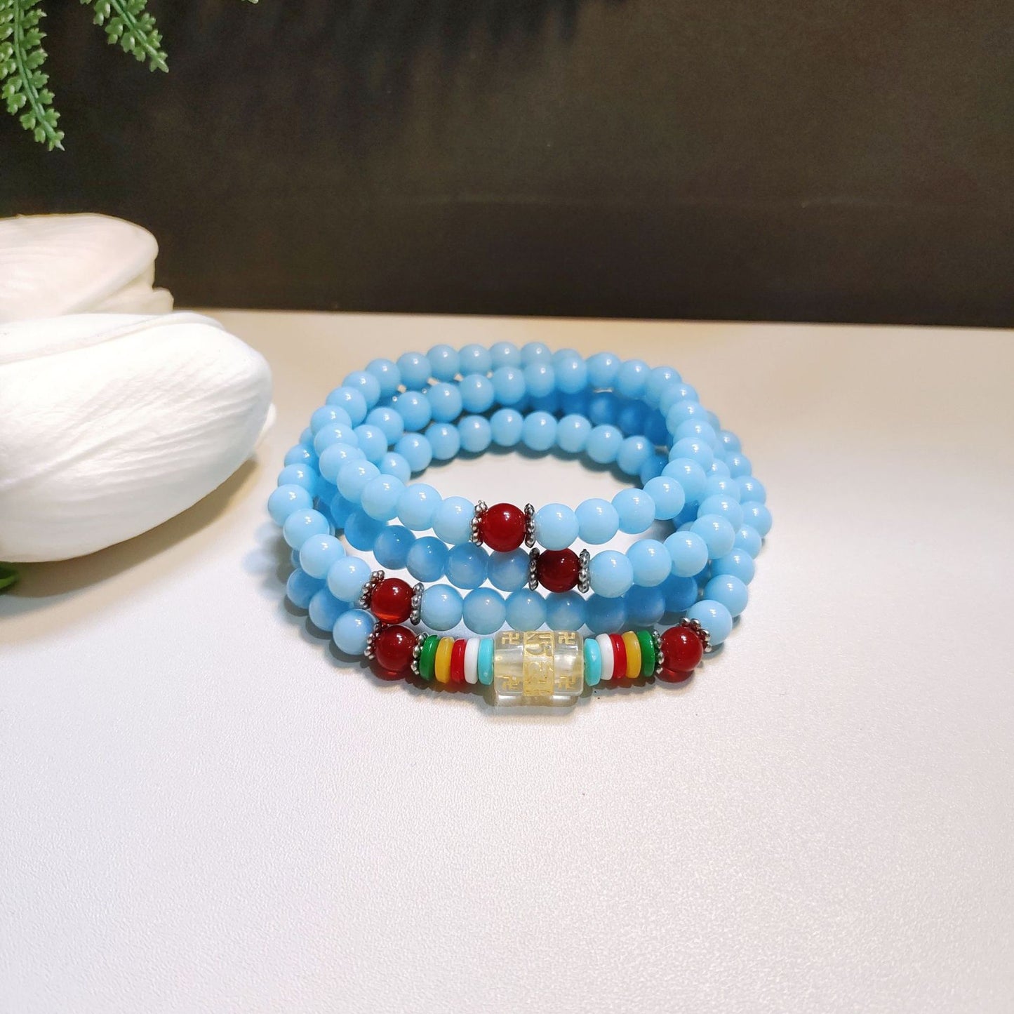 Beads Safe Imitation Garnet Agate White Bracelets