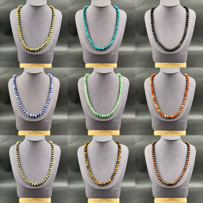 Crystal Agate Colorful Hollow Bead Abacus Necklaces