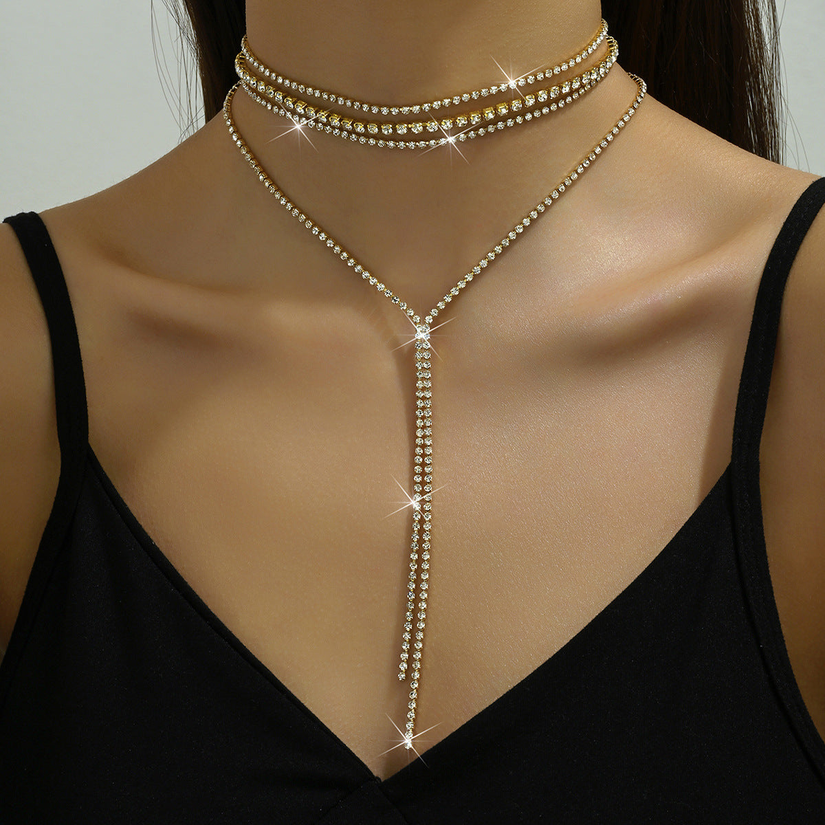 Exaggerated Minority Fashion Rhinestone Light Luxury Tassel Dinner Ball Necklaces