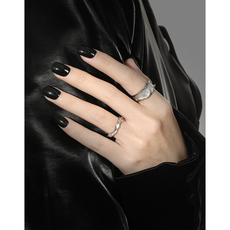 Women's & Men's Design Minimalist Irregular Texture Sier Unisex Rings
