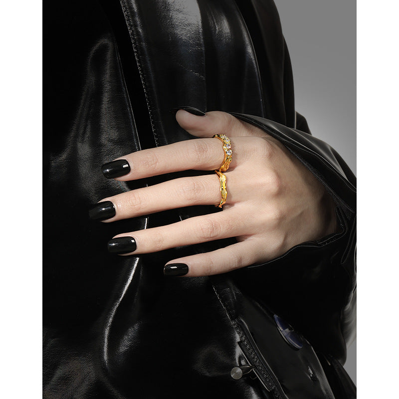 Women's & Men's Design Minimalist Irregular Texture Sier Unisex Rings