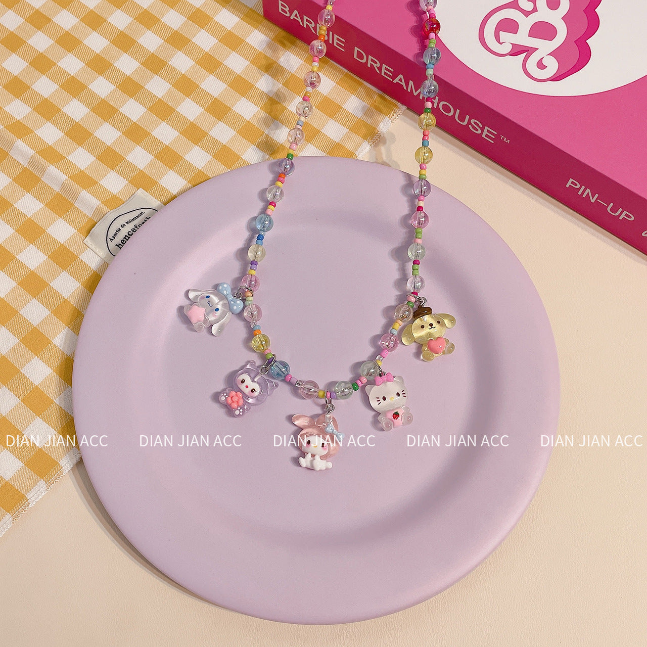 Korean Transparent Resin Color Beaded Little Princess Cute Cartoon Necklaces