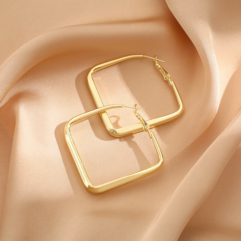 Sier Needle Square Light Luxury Temperament Earrings