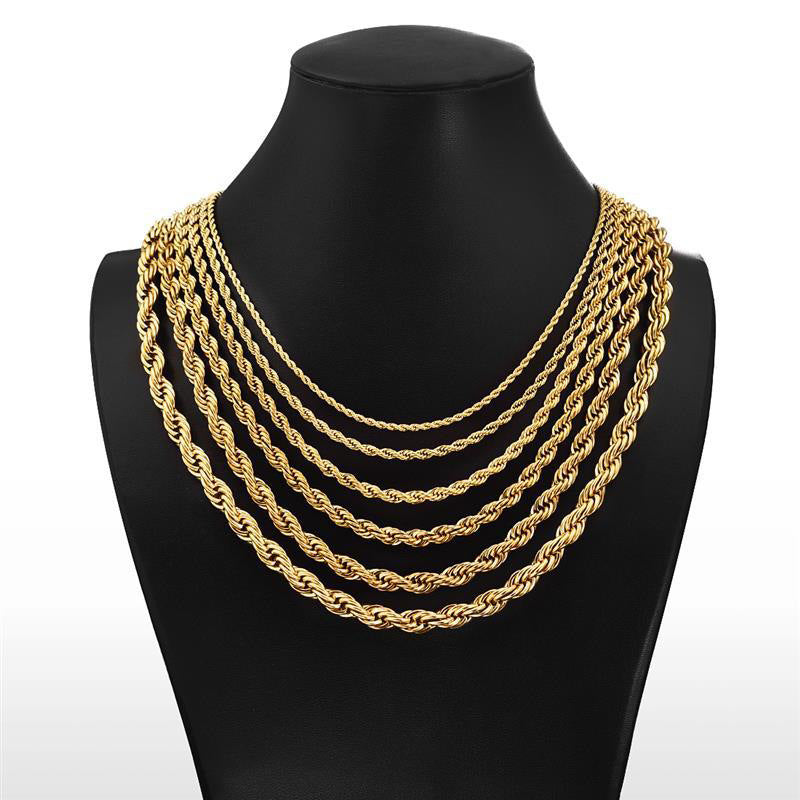 Women's Stainless Steel Gold Hip Hop Fashion Necklaces